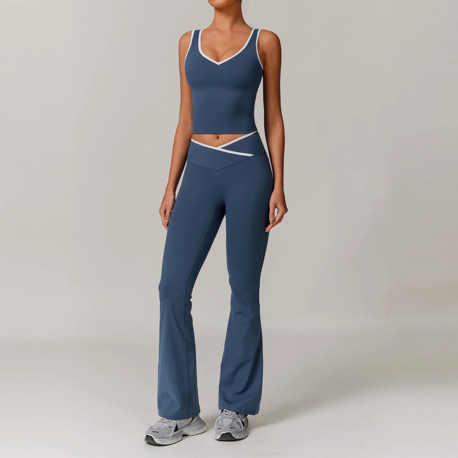 Women Gym Clothes Yoga Suits High Waist Two Piece Set Gym Leggings Yoga Sportswear Fitness Vest Crop Top Tracksuits Sports Bra