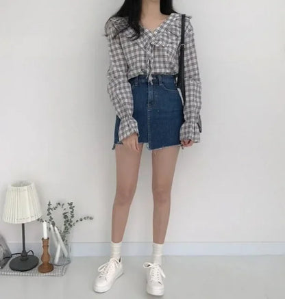 Jeans Skirts For Women Short Irregular High Waist Woman Denim Skirt Sexy Korean Style Cheap Streetwear Clothing Sales Fashion