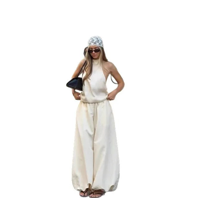 Women High Waist Wide Leg Linen Blend Casual Palazzo Pants