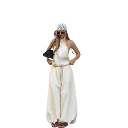 Women High Waist Wide Leg Linen Blend Casual Palazzo Pants