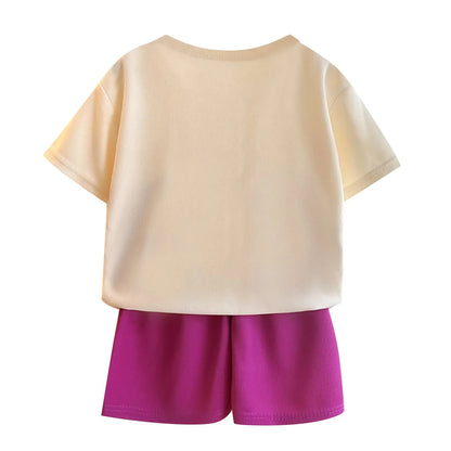 Boys Girls Cartoon Clothing Set Toddler Essentials Breathable Short Sleeve T-shirt Summer Outfit Soft Casual Loose Kids Shorts