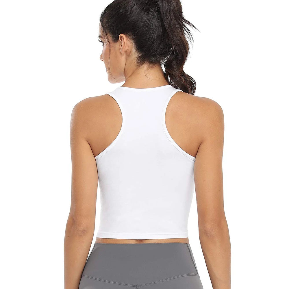 Sleeveless tank top for women, short top, elastic, for running, gym, sport, fitness, Summer, 1pc