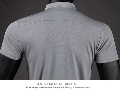 Polo Shirt Men Casual Solid Breathable Shirt Summer Sportswear Quick Dry Jerseys Tops Camisa Polo Shirts Reflective Strip Sleeve