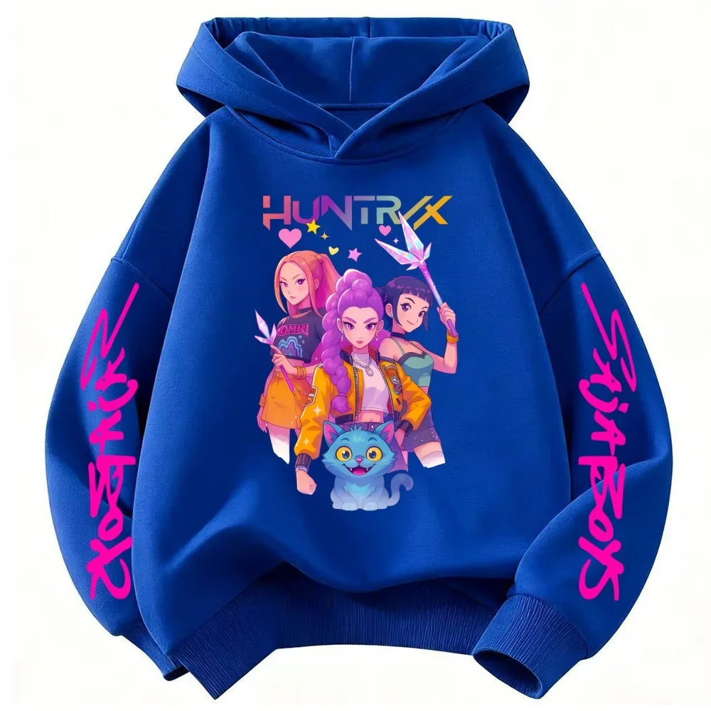 Hoodie for kids from the popular Korean K-pop series "Demon Hunter" 2026,for boys and girls,warm hooded clothing for winter/fall