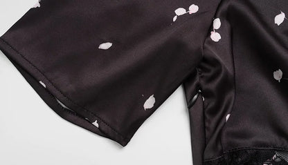 Lace Patchwork Printed Maxi Dresses For Women Fashion Sexy Streetwear Short Sleeves Slim Hollow Out Long Vestidos Robes Female