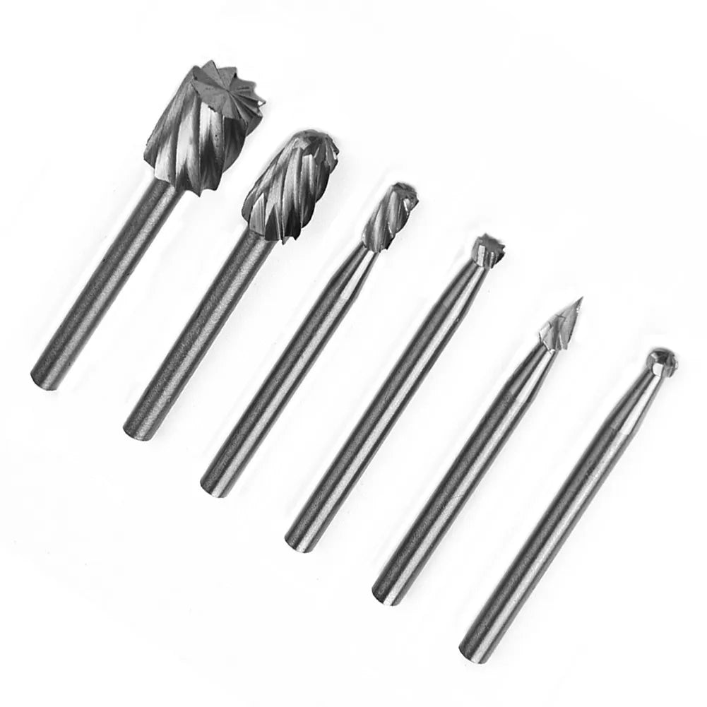 6Pcs Rotary Drill Bits Carbide Milling Cutter Rotary Tool Cut Dremel Tools Wood Metal Carving