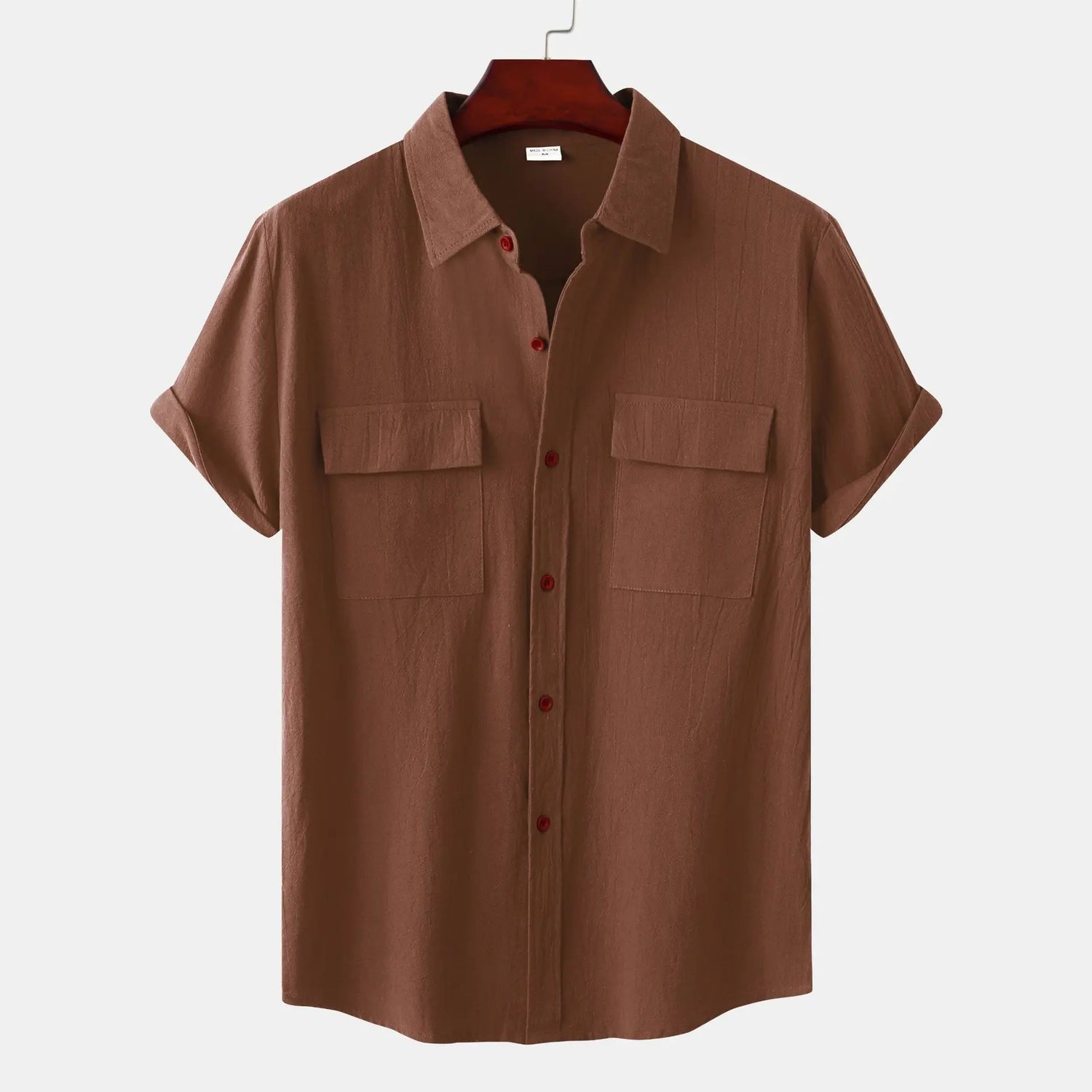 Turn Down Collar Men Shirts Solid Short Sleeve Shirts Single Breasted Casual Shirt Buttons Cardigan Sports Loose Breathable