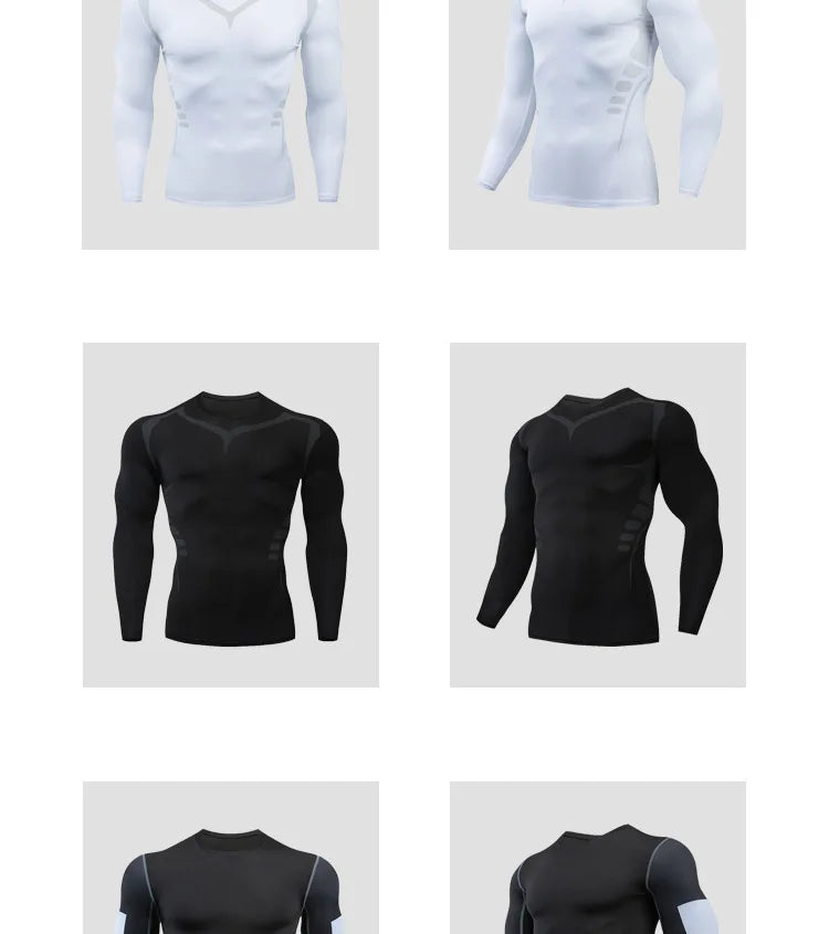 Gym Sports T-shirts for Men Long Sleeve Tights Boxing Sportswear Breathable Quick Dry Fitness Tops Male Outdoor Training Clothes