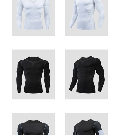 Gym Sports T-shirts for Men Long Sleeve Tights Boxing Sportswear Breathable Quick Dry Fitness Tops Male Outdoor Training Clothes