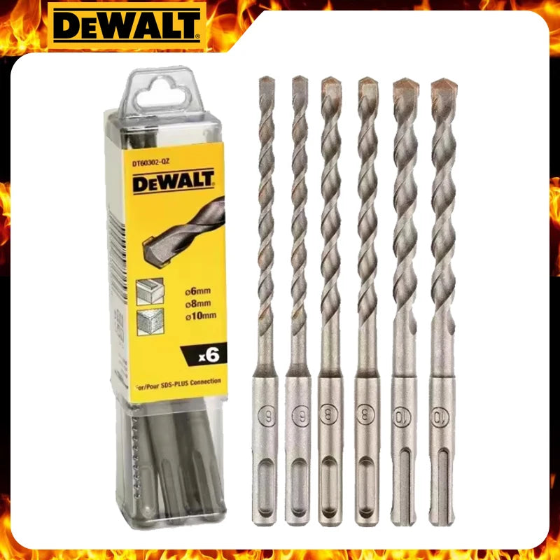 DEWALT DT60302 SDS Plus Drills 6 Piece Set 6MM 8MM 10MM  Electric Hammer Bit Non-Slip Twist Drill Tool Accessories