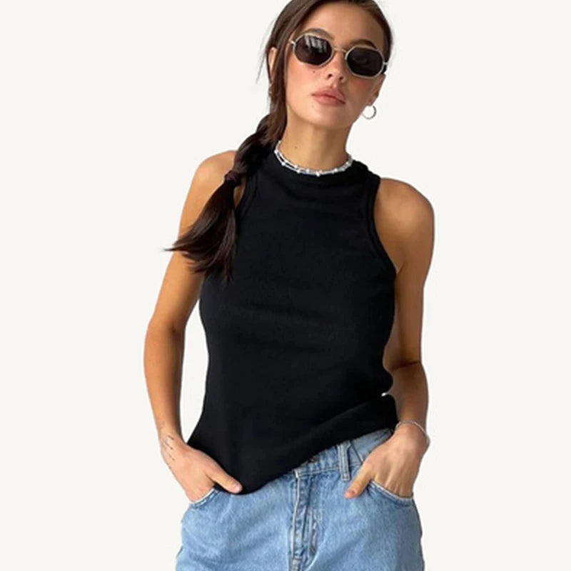 Tank Tops Women Yellow Casual Vest Sleeveless Camis Shoulder Women&