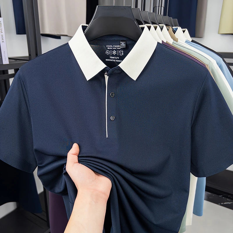Polo Shirt for Men Short Sleeve Contrast Collar Design Soft Comfortable Fabric for Office and Casual