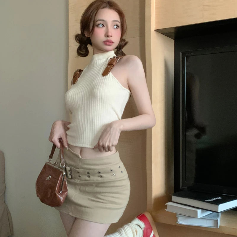 Tanks Women Personality Streetwear Ins Patchwork Design Summer Female Hotsweet Fashion Slim Korean Style Sexy Casual Sleeveless