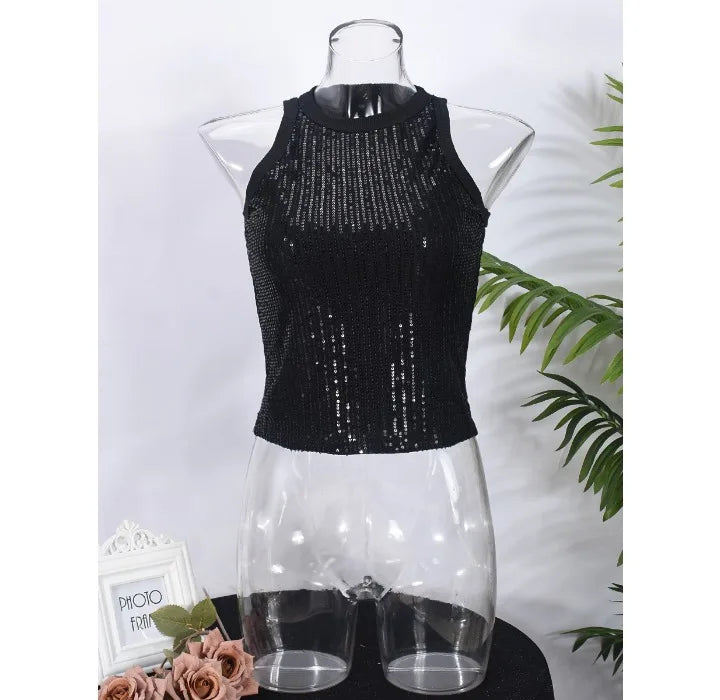 Tank Top for Women 2025 Summer New Pearl Leopard Print Small Sleeveless T-shirt Sexy Exposed Navel and Waist Color Blocked Vest