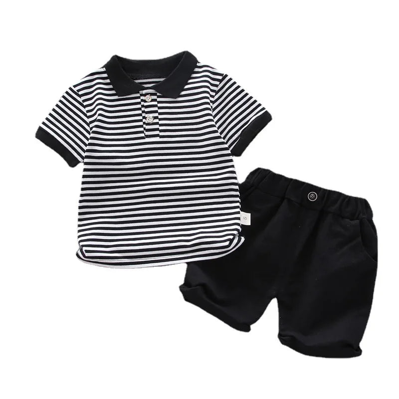 Kids Striped Clothing Sets Boys Girls Short Sleeve T-shirt+Shorts 2Pcs Children Clothes Suits Baby Tracksuit Outfits 1-5 Years