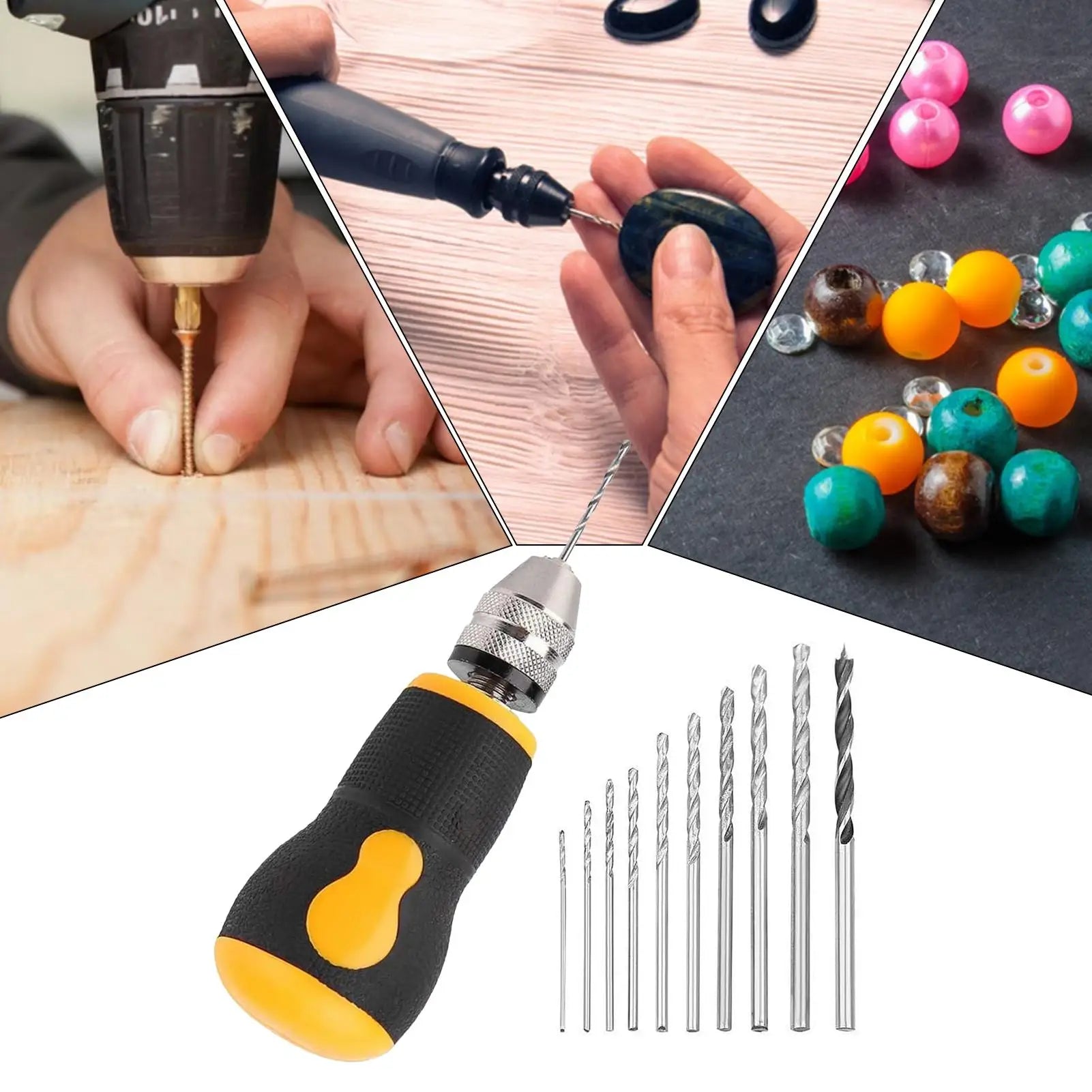Hand Drill Set Woodworking Drilling Tools Mini Hand Drill Tool Portable Set Non-slip For Hobby DIY Jewelry Hand Essential tools