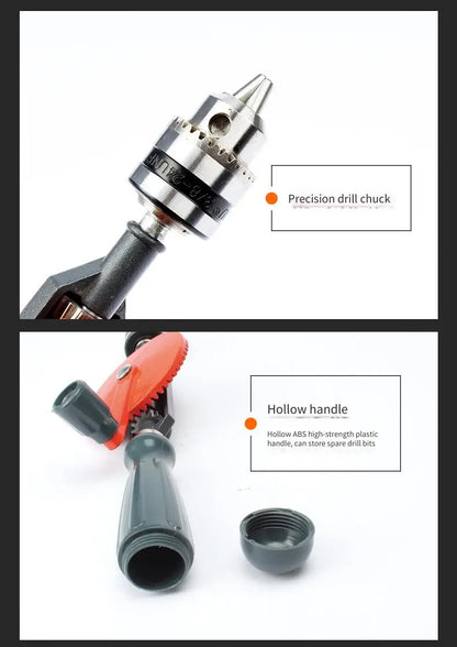 Hand Crank Drill Multi-Function Hole Driller Woodworking Manual Drill for Home Use Hand-Held Wood Drilling Tool Specialized Tool