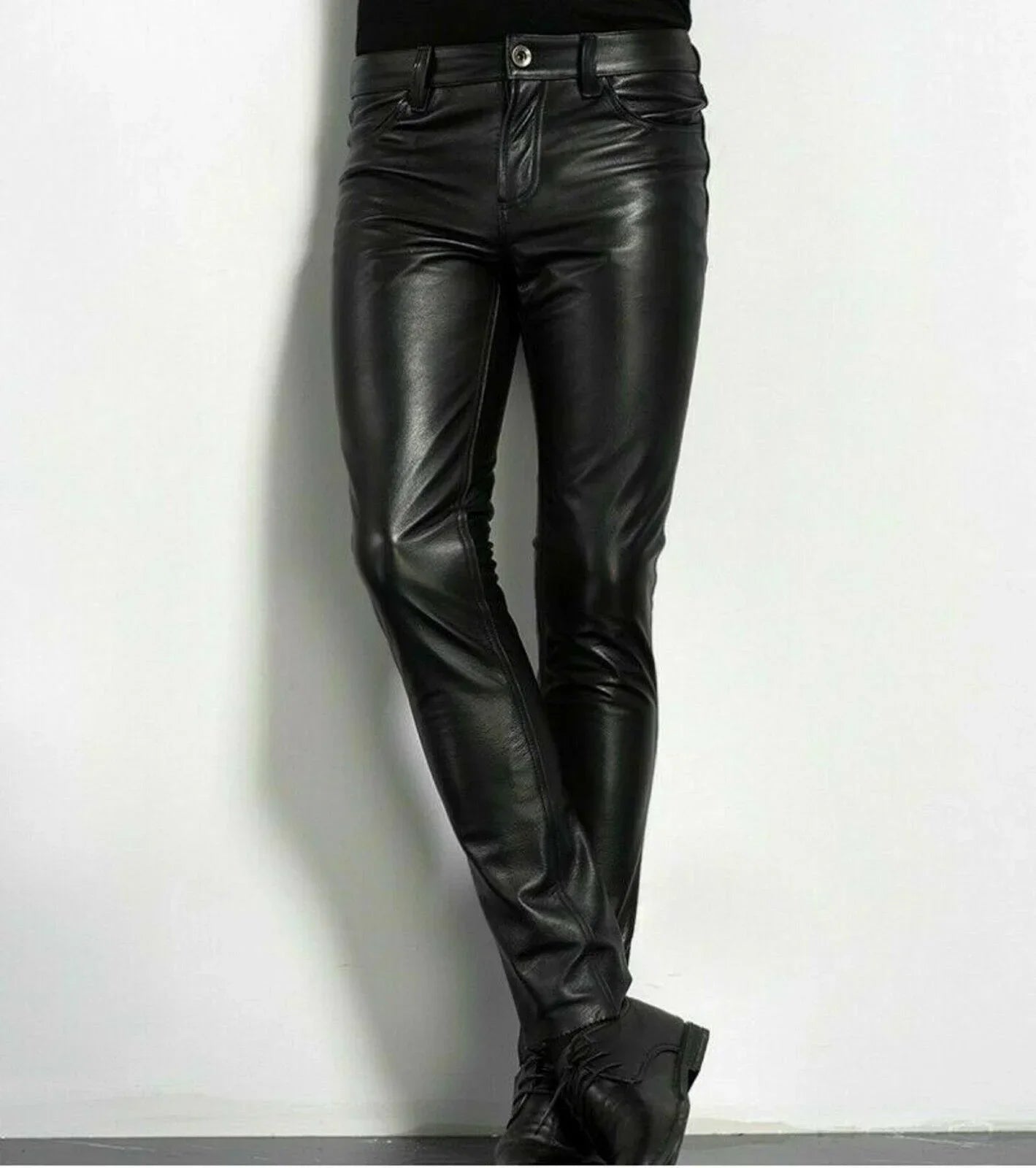 PU Leather Pants Men&