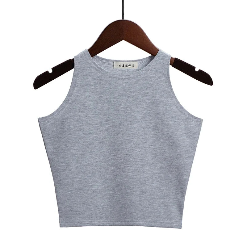 Fashion 2022 New Women Sexy Cotton Crop Top Crop Bustier Multicolor Sleeveless Cropped Blusas Vest Tank Top Camisole 14 Colors