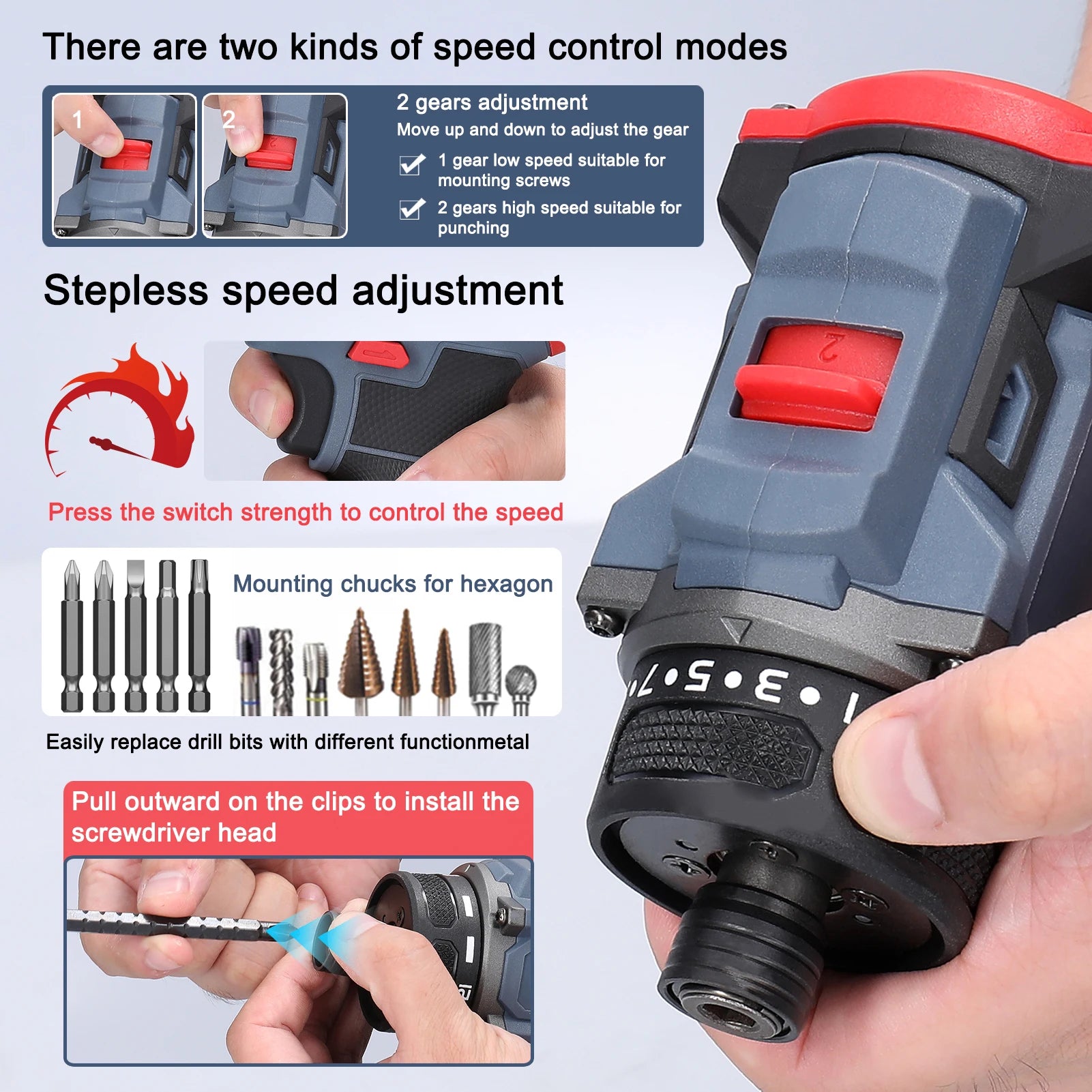16.8V Multi-function Electric Screwdriver 45Nm  Brushless Motor Practical Screw Driver for Home Appliances Furniture Installatio