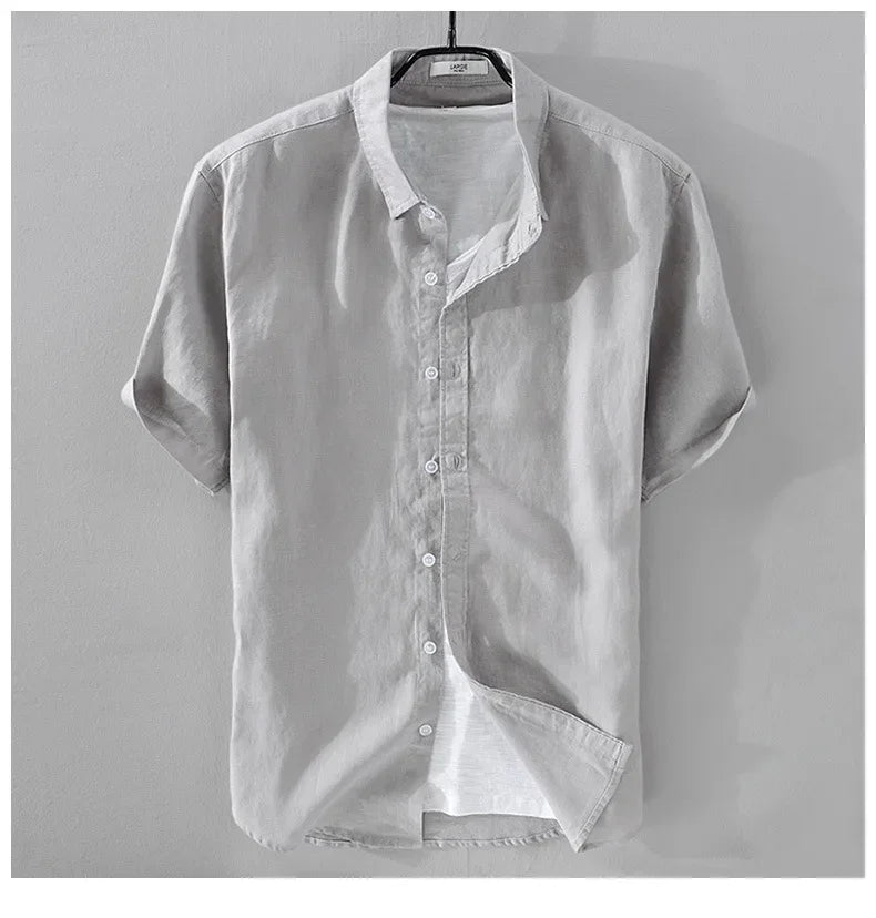 Pure Linen Short-sleeved Shirt Men&