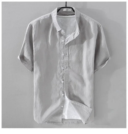 Pure Linen Short-sleeved Shirt Men&