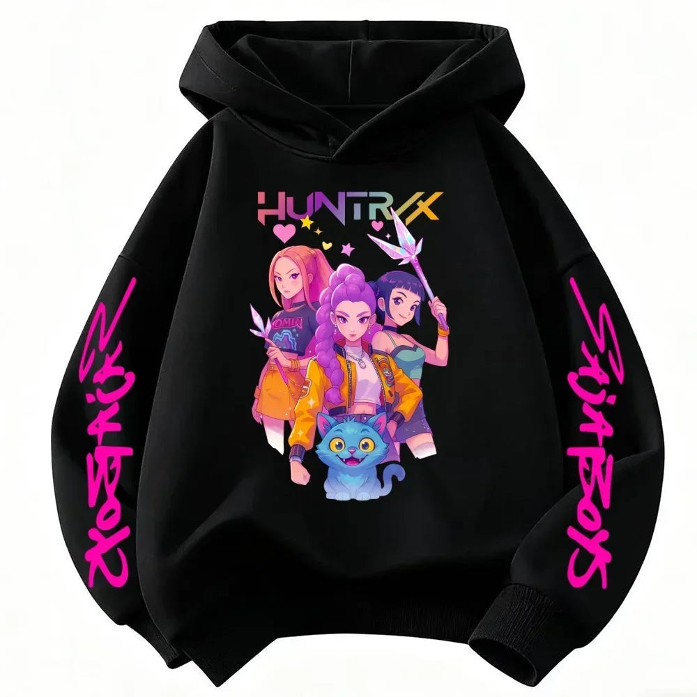 Hoodie for kids from the popular Korean K-pop series "Demon Hunter" 2026,for boys and girls,warm hooded clothing for winter/fall