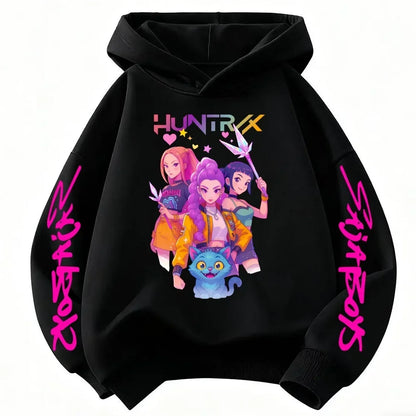 Hoodie for kids from the popular Korean K-pop series "Demon Hunter" 2026,for boys and girls,warm hooded clothing for winter/fall