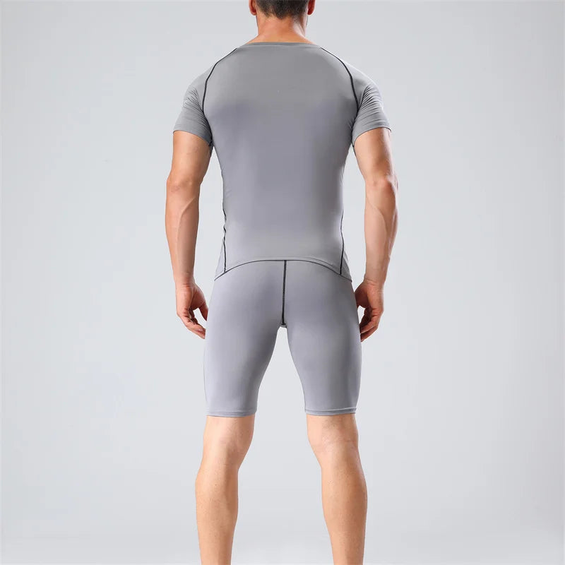 Gym Tight Training Clothing Workout Jogging Sports Set Fitness Men&