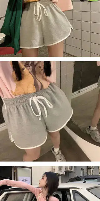 Shorts Women Sporty Style Bodybuilding Chic Summer Breathable Hotsweet Loose Fashion Student S-4xl Casual Ins Panelled Lace-up