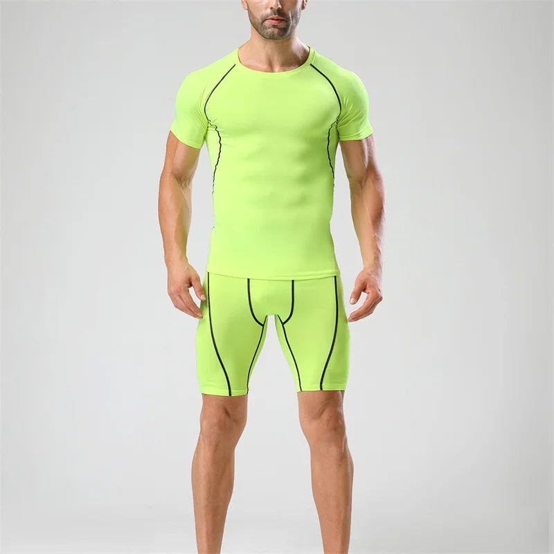Gym Tight Training Clothing Workout Jogging Sports Set Fitness Men&