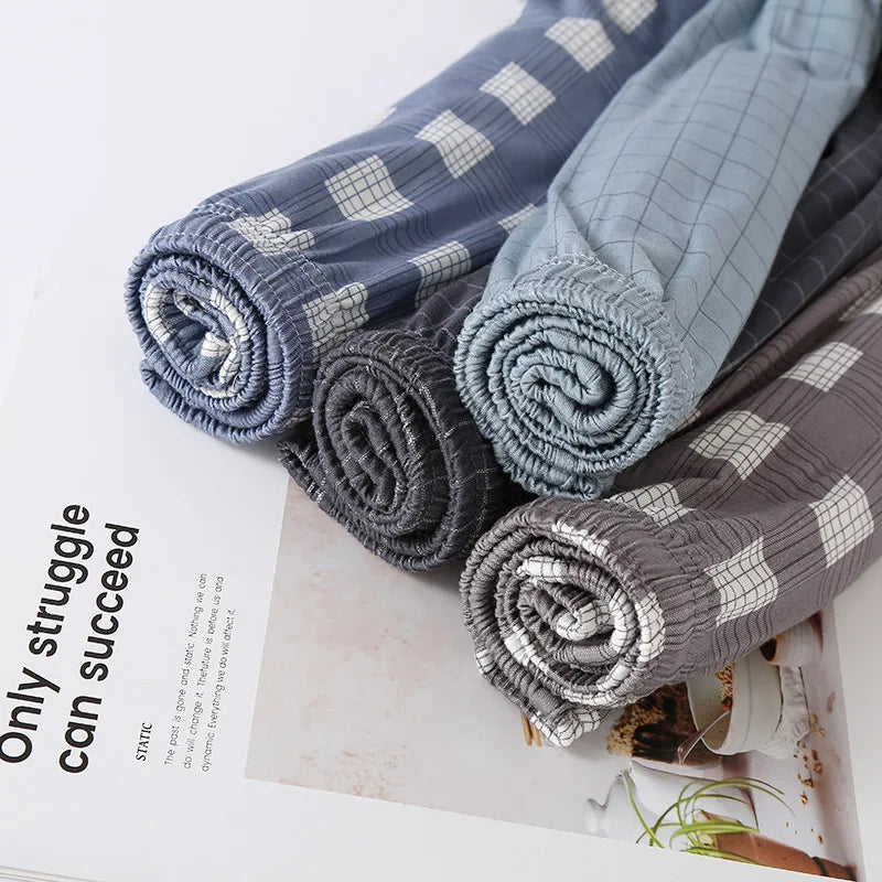 Pijamas De Hombre Sleepwear Shorts 2025 New Fashion Plaid Pajamas Pant Men Loose Modal Nightwear Home Pants Man Plus Size