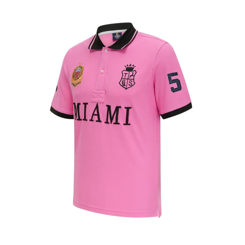 Polo Shirts for Men Miami Classic Red White Pink Sports Casual Pure Cotton Plus Size 7xl New Short Short Sleeved Collar T Shirt