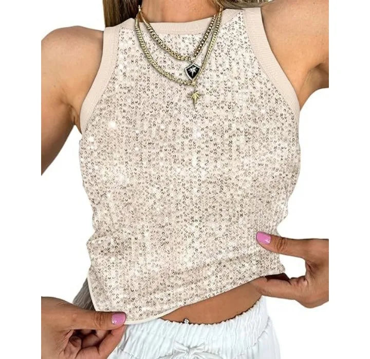 Tank Top for Women 2025 Summer New Pearl Leopard Print Small Sleeveless T-shirt Sexy Exposed Navel and Waist Color Blocked Vest