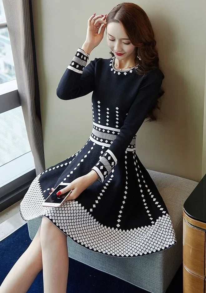 Fashion Woman Long Sleeve Dress Midi Dresses for Women Elegant and Pretty Casual Youth Summer 2025 Autumn Winter Luxury Clothing