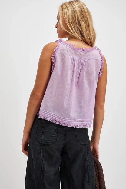 Sleeveless Tank Tops for Women Blouses Summer Boho Beach Wear 100%Cotton Splicing Lace Shirts Loose Casual Ladies Blusas Camis