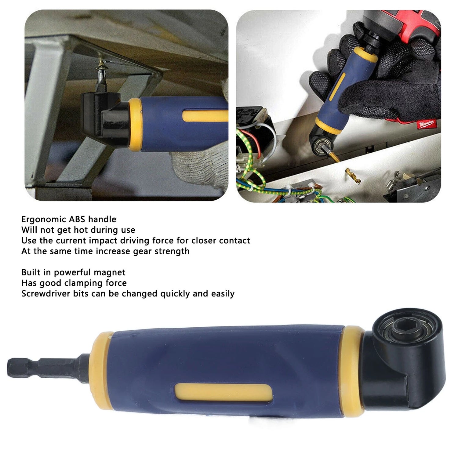Drill Attachments Powerful Magnet Drills Attachment Ergonomic Handle Yellow and Blue Right Angle Drill for Electric Drill