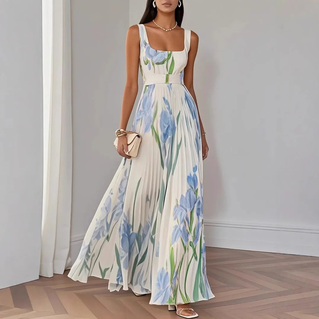 Sexy Flower Print Long Dress Women Summer 2025 Fashion Sleeveless Strap Maxi Dresses Elegant