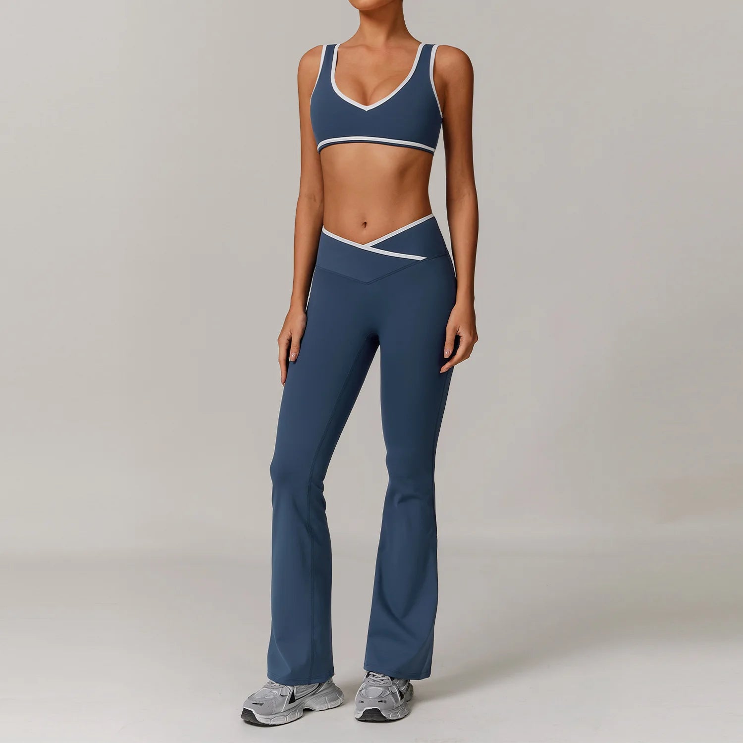 Women Gym Clothes Yoga Suits High Waist Two Piece Set Gym Leggings Yoga Sportswear Fitness Vest Crop Top Tracksuits Sports Bra