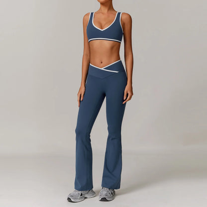 Women Gym Clothes Yoga Suits High Waist Two Piece Set Gym Leggings Yoga Sportswear Fitness Vest Crop Top Tracksuits Sports Bra