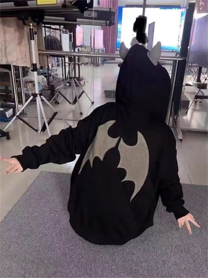 Hoodies Devil Women Men Dark Style Vintage Harajuku Hoody Zip Up Sweatshirt Hip Hop Streetwear Y2k Aesthetic Grunge Cardigan
