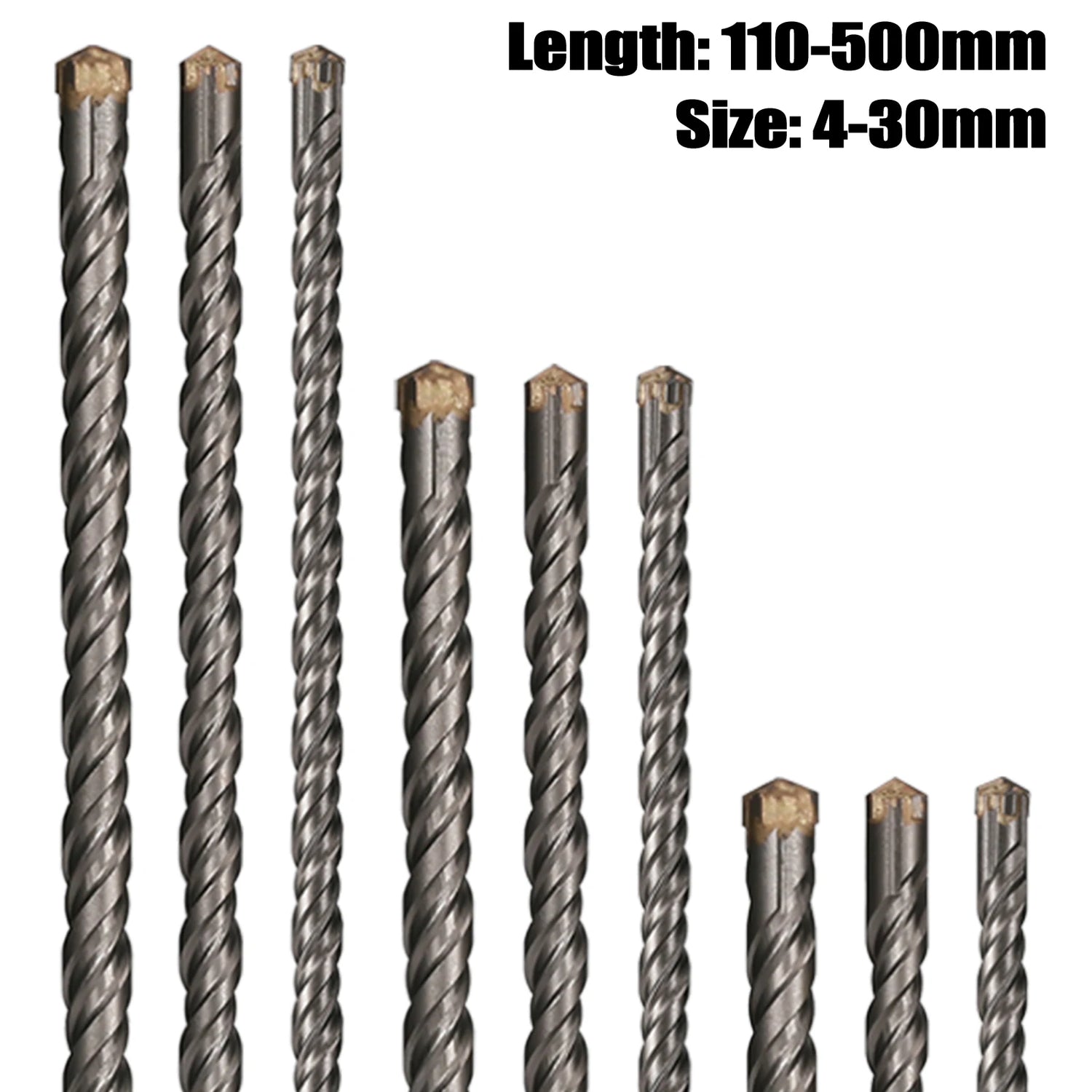 Extended Cross Electric Hammer Drill 110-500mm SDS Plus Through Wall Reinforced Concrete Hard Alloy Four Blade Impact Drill Bit