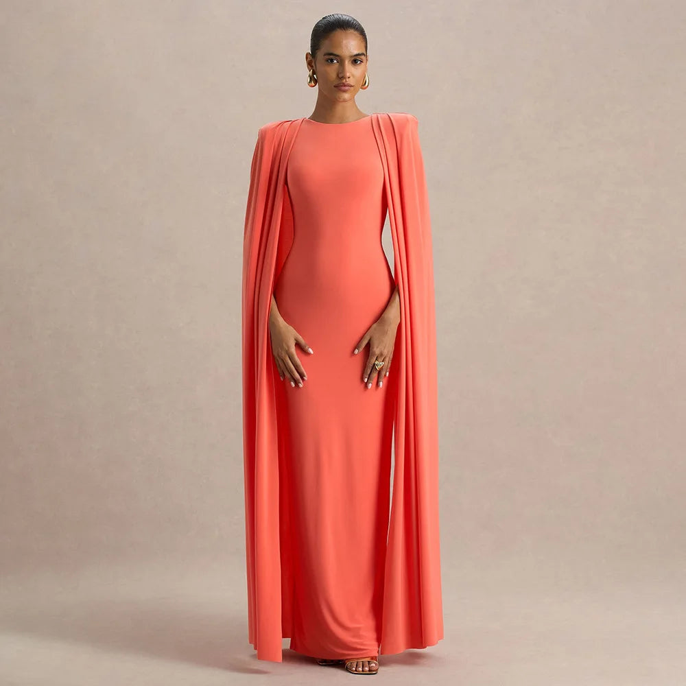 2025 New Fashion High Waist Evening Dress for Women Polyester Fabric Gathered Skirt Tight Fit Gown for Parties And Banquets