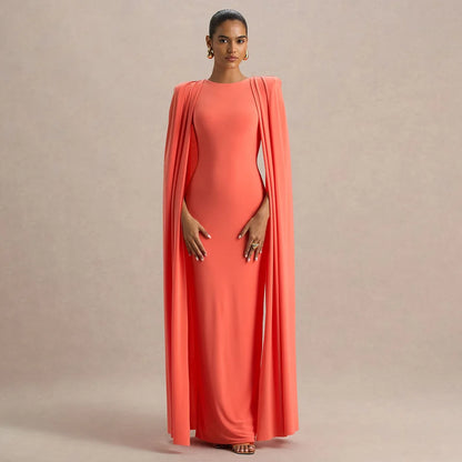 2025 New Fashion High Waist Evening Dress for Women Polyester Fabric Gathered Skirt Tight Fit Gown for Parties And Banquets