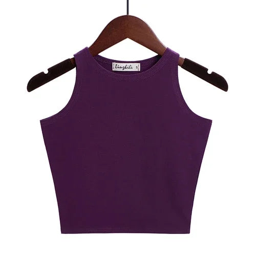 Fashion 2022 New Women Sexy Cotton Crop Top Crop Bustier Multicolor Sleeveless Cropped Blusas Vest Tank Top Camisole 14 Colors