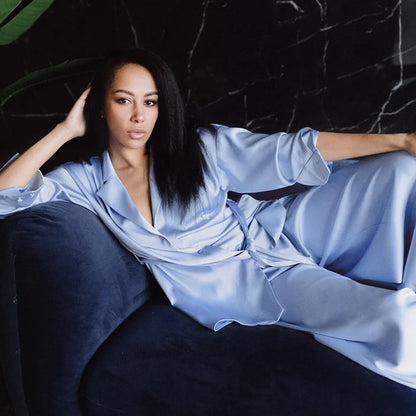 Silk-like Sleepwear Set Women&