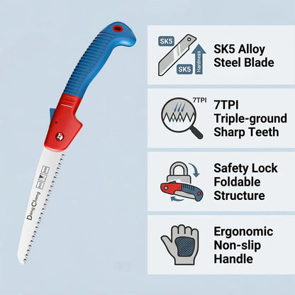 Folding Pruning Saw SK5 Alloy Steel Sharp Blade Portable Compact Garden Hand Tool for Tree Branch Wood Cutting Outdoor Camp