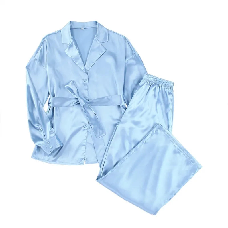 Silk-like Sleepwear Set Women&