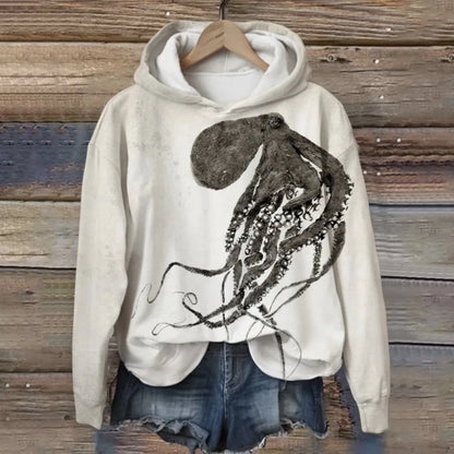 Hoodies Sweatshirts Printed Crewneck Blue Ocean Tentacles Casual Colors Outdoors Sports Harajuku Streetwear Women Men Clothing