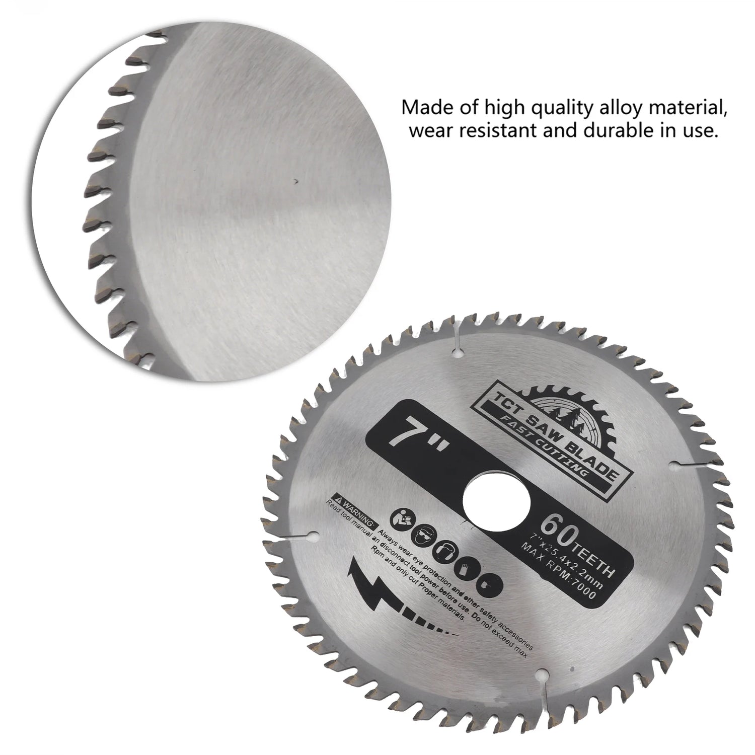Saw Blade 7”180mm 60 Teeth Carbide Circular Saw Blade Cutting Disc for Wood Plastic